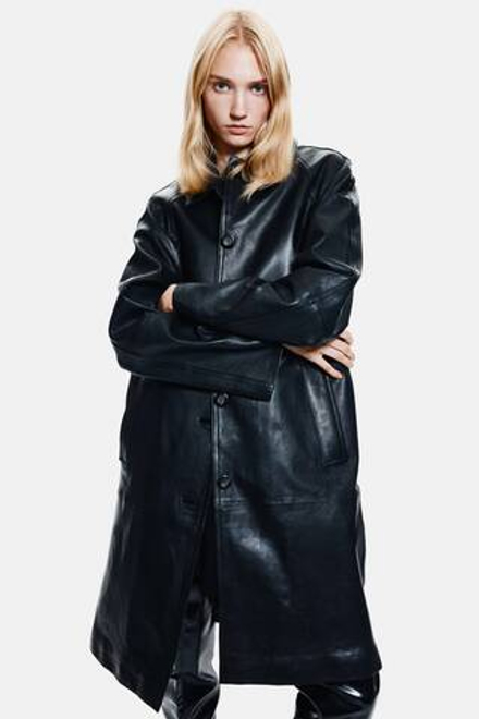H&M Кожаное пальто, черный