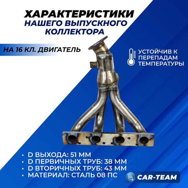Вставка "Stinger" 4-1 вместо штатного катализатора на ВАЗ 2110, 2111, 2112, 2113, 2114, Лада Приора, Калина, Гранта 16кл под 2 д.к.