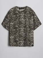 Футболка для девочки оверсайз, принт питон