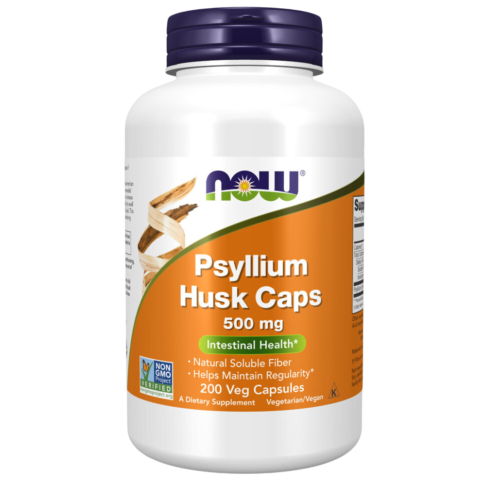 Now Foods Psyllium Husk 500 mg 200 veg capsules, Клетчатка, Псиллиум