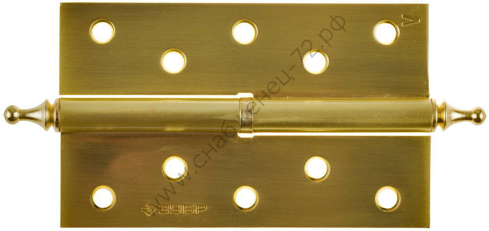 ЗУБР 125х75х2.5 мм, разъемная, левая, цвет матовая латунь (SB), 2 шт, карточная петля (37605-125-3L)