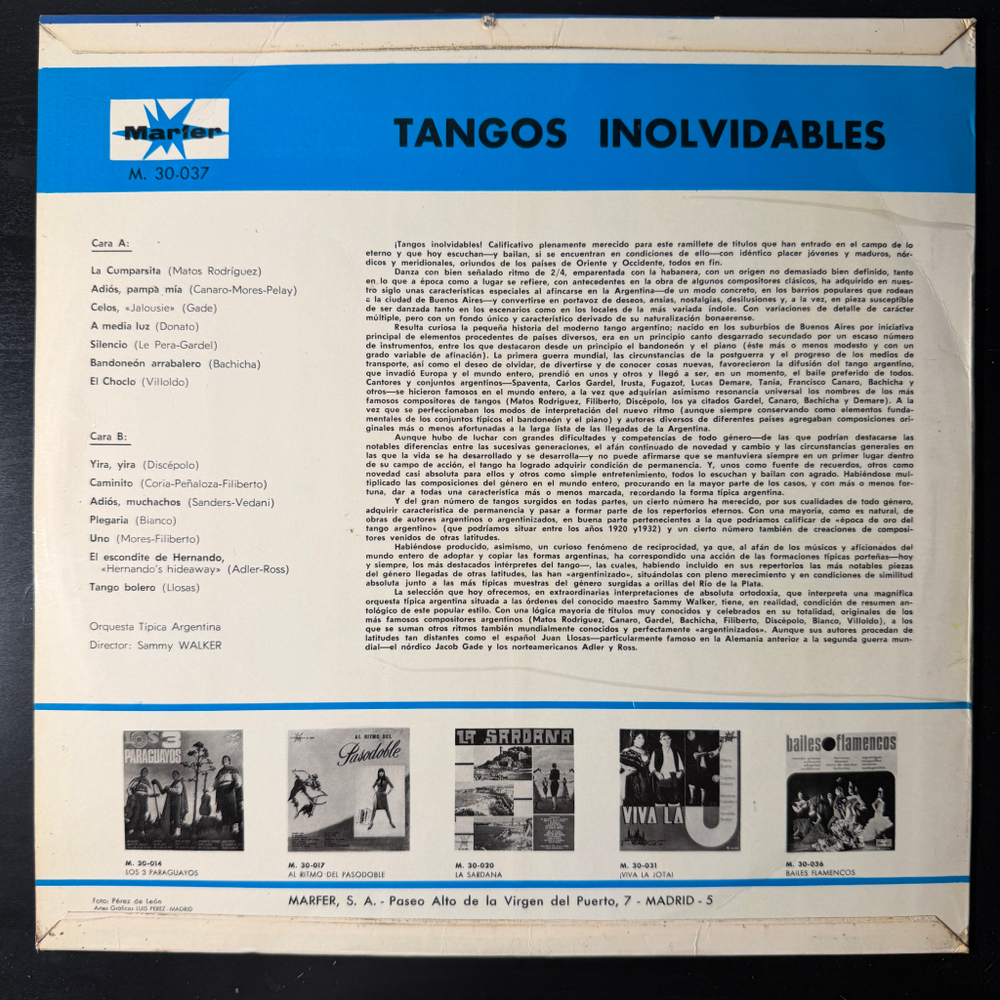Tangos Inolvidables - Orquesta Típica Argentina (Испания 1974г.)