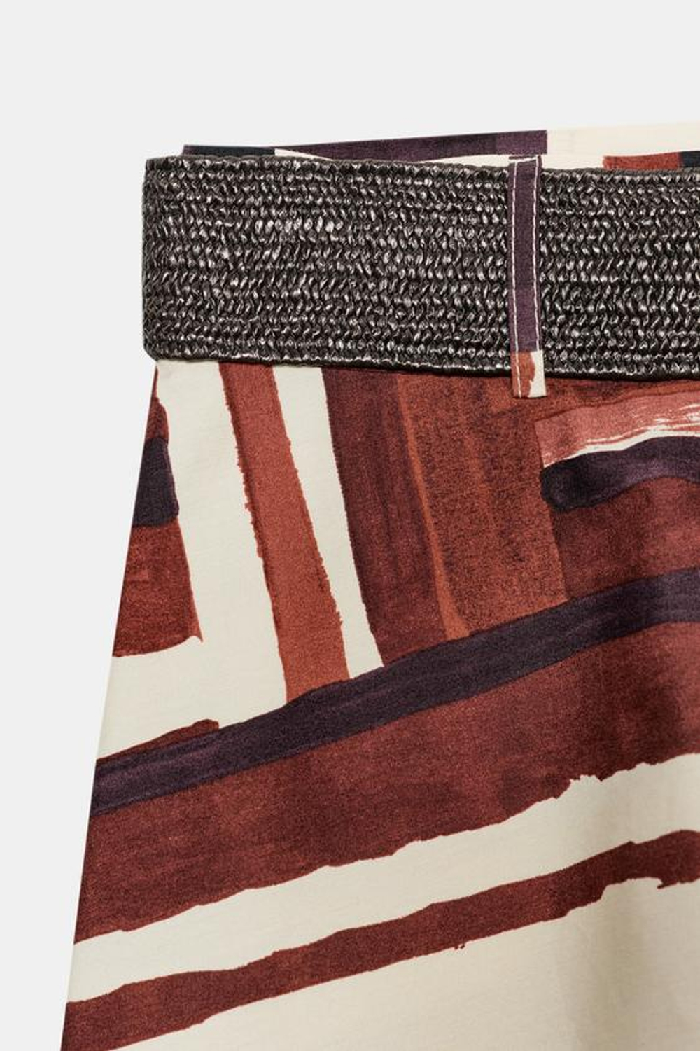 ZARA ЮБКА ИЗ ПОПЛИНА С ПРИНТОМ И РЕМНЕМ, РАЗНОЦВЕТНЫЙ