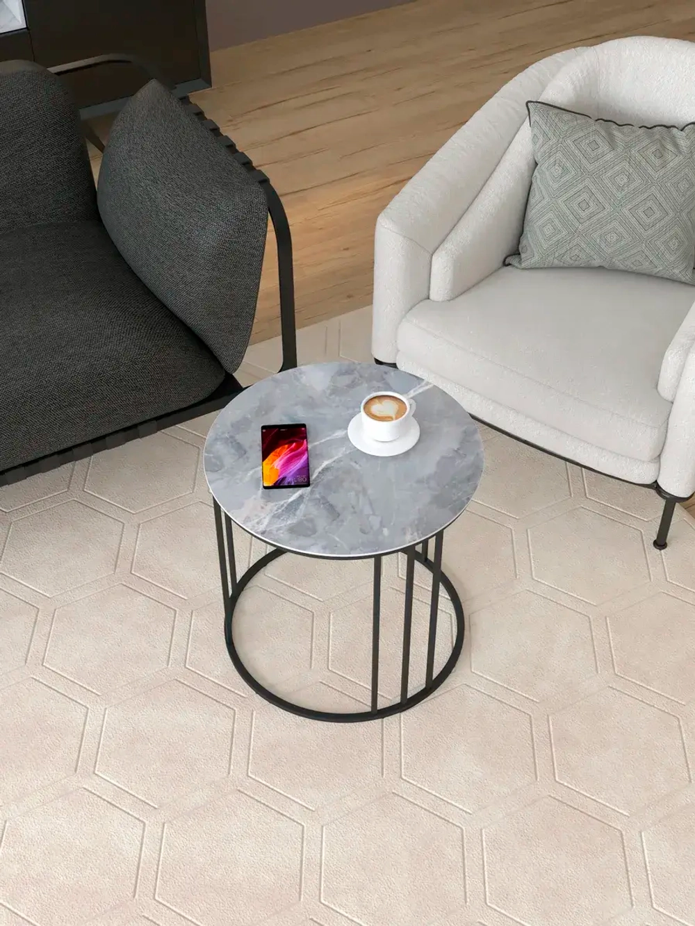 Стол журнальный Трио малый - ЧС - керамогранит