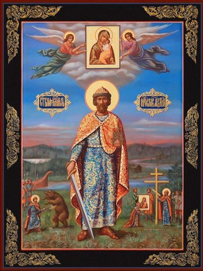Икона святой Ярослав Мудрый на дереве на левкасе