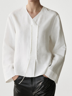 Massimo Dutti Струящаяся рубашка с декоративной деталью на груди, белый