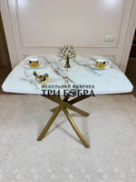 Кухонный раздвижной стол "Танго", белый мрамор