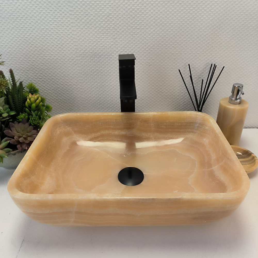 Раковина из оникса Rectangle Yellow SO-63047 46*34*14 54