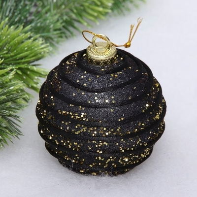 Новогодний шар "Изысканный блеск" 8 см, Чёрный/Золото (Серпантин)