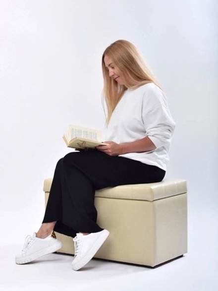 Пуф прямоугольный с крышкой бежевый