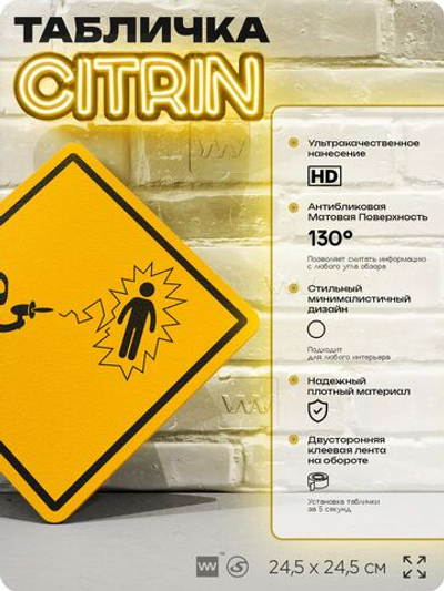 Табличка "Осторожно, пришелец НЛО" шуточная прикольная табличка на дверь и стену, для офиса и дома, декоративный знак, 24,5х24,5 см, пластиковая, Айдентика Технолоджи