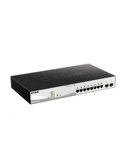D-Link DGS-1210-10MP/FL2A Управляемый L2 коммутатор с 8 портами 10/100/1000Base-T и 2 портами 1000Base-X SFP (8 портов PoE 802.3af/at, PoE-бюджет 130 Вт)
