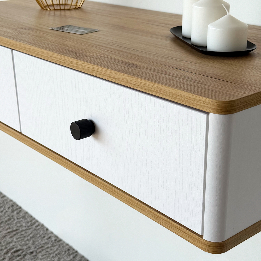 Подвесной туалетный столик консоль Royal 5310 эко (Дуб Кантри-р.черная)