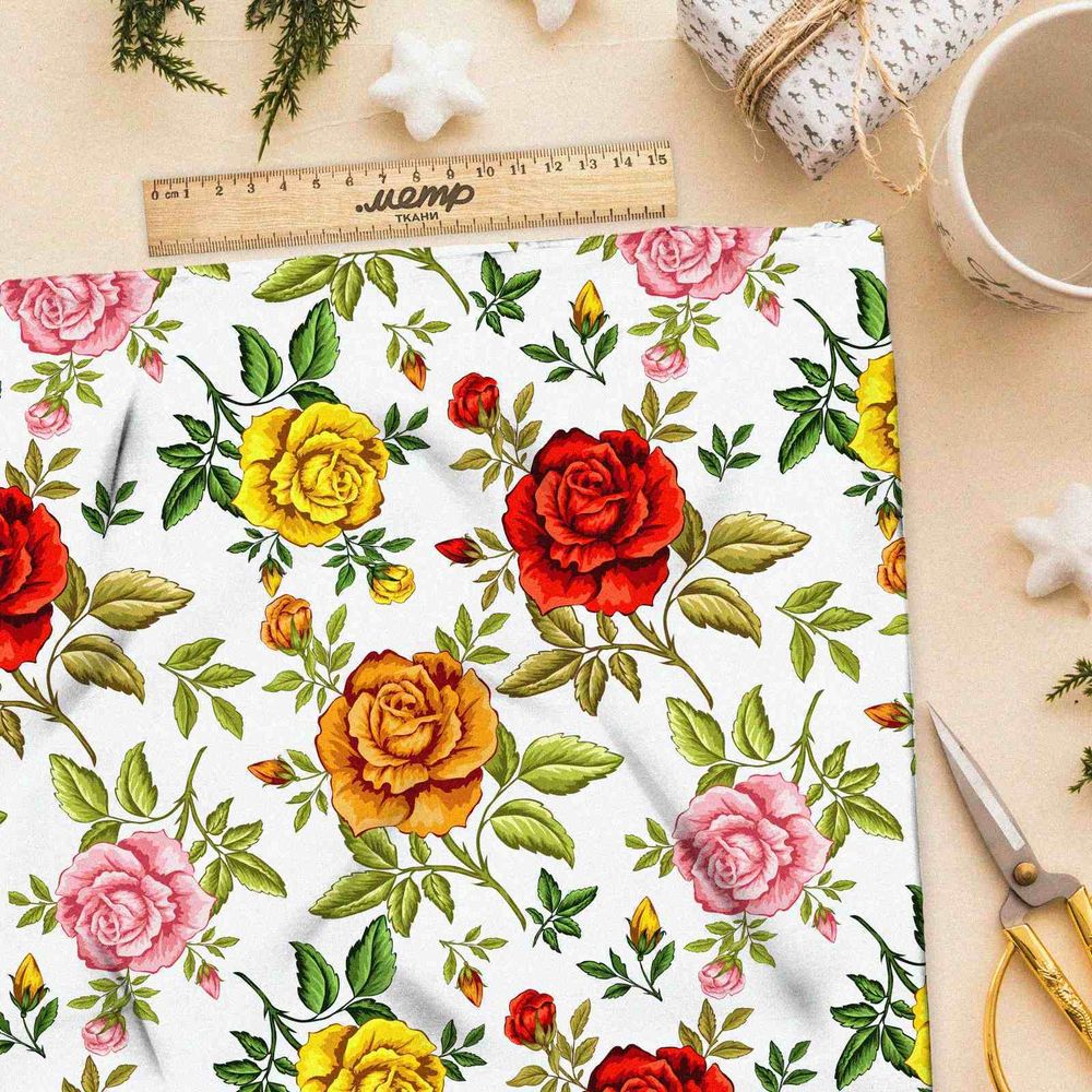 Ткань поплин классические цветы