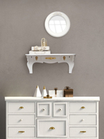 Полка  "Комодик" серая с лепниной и белой патиной, 50х15см.