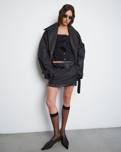 Тренч с утепленным жилетом черный