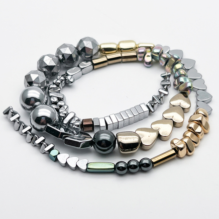 Гематит бусины микс (имитация), размер 3-10 мм, цена за нить 38 см