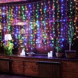 ULD-C3020-384-DTA-RC MULTI IP44 Занавес светодиодный. 3х2м. 384 светодиода. Разноцветный свет. Провод прозрачный. Пульт ДУ в-к. TM Uniel