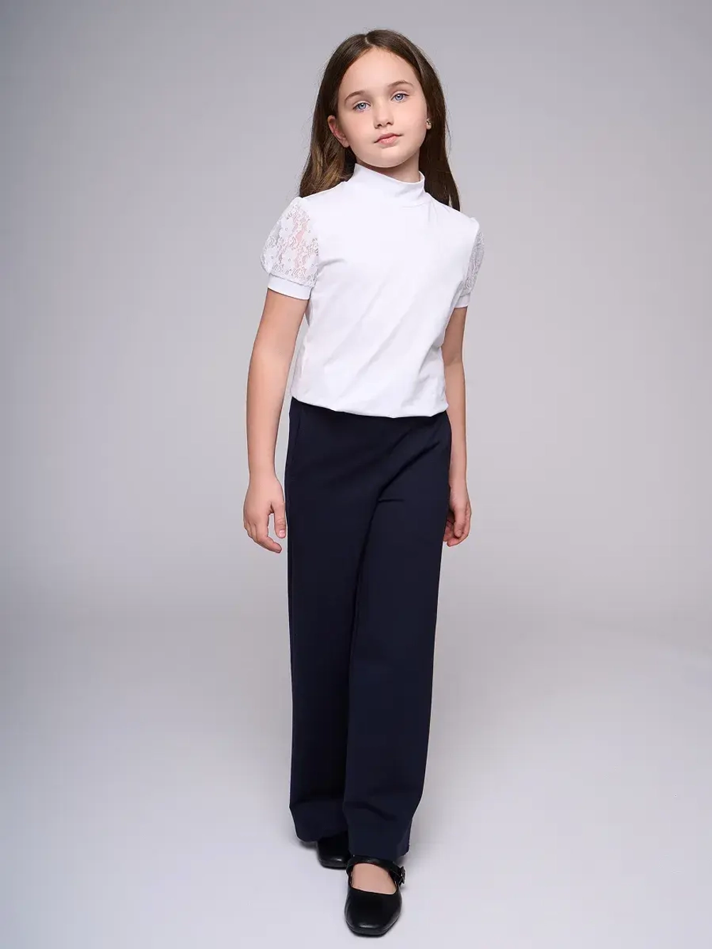 Блузка школьная для девочки с коротким рукавом