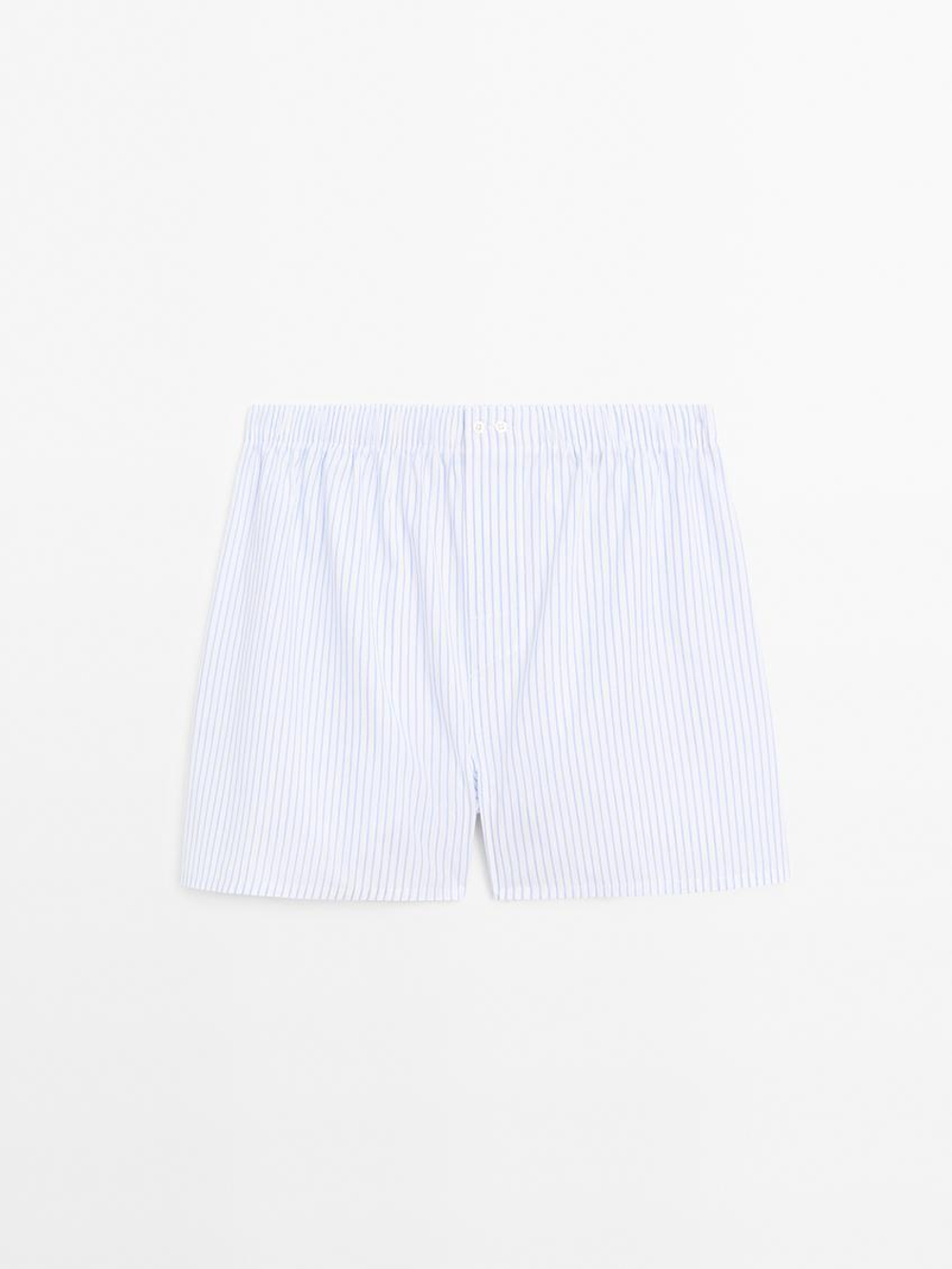 Massimo Dutti Трусы-боксеры из 100% хлопка в полоску, белый