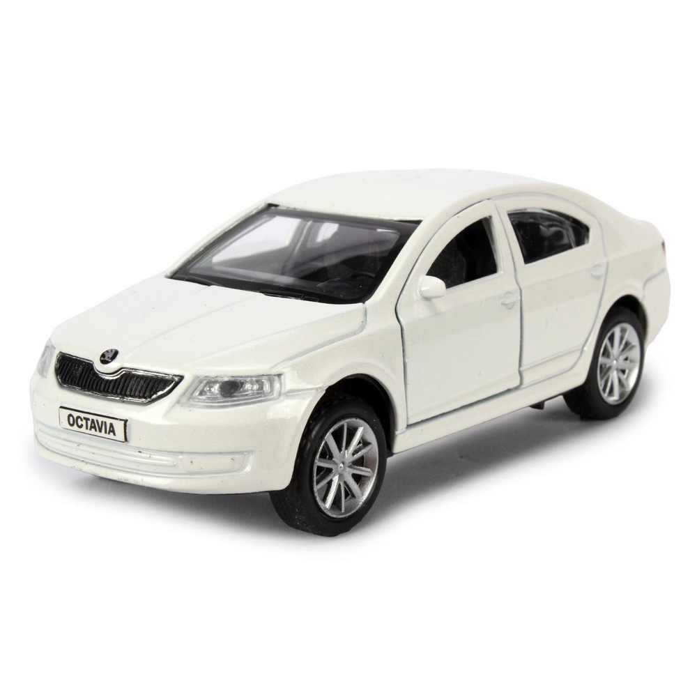 Модель ин. мет. "Skoda Octavia" 12см, двери, багаж, белый коробка OCTAVIA-12-WH (Технопарк)