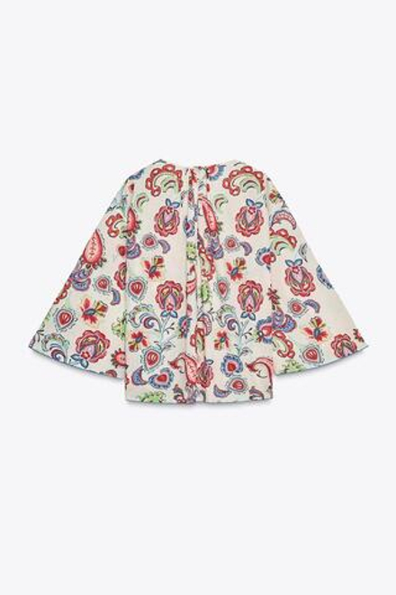 ZARA РУБАШКА С ПРИНТОМ ZW COLLECTION, БЕЛЫЙ/КРАСНЫЙ
