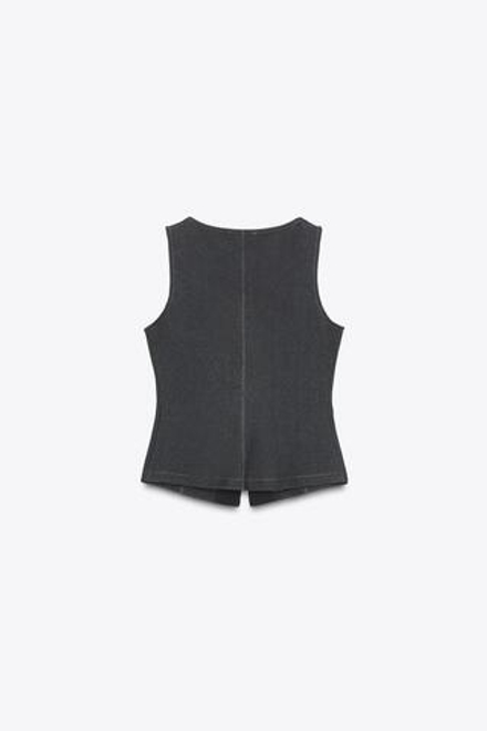 ZARA ТОП-ЖИЛЕТ С ПУГОВИЦАМИ, ЧЕРНЫЙ