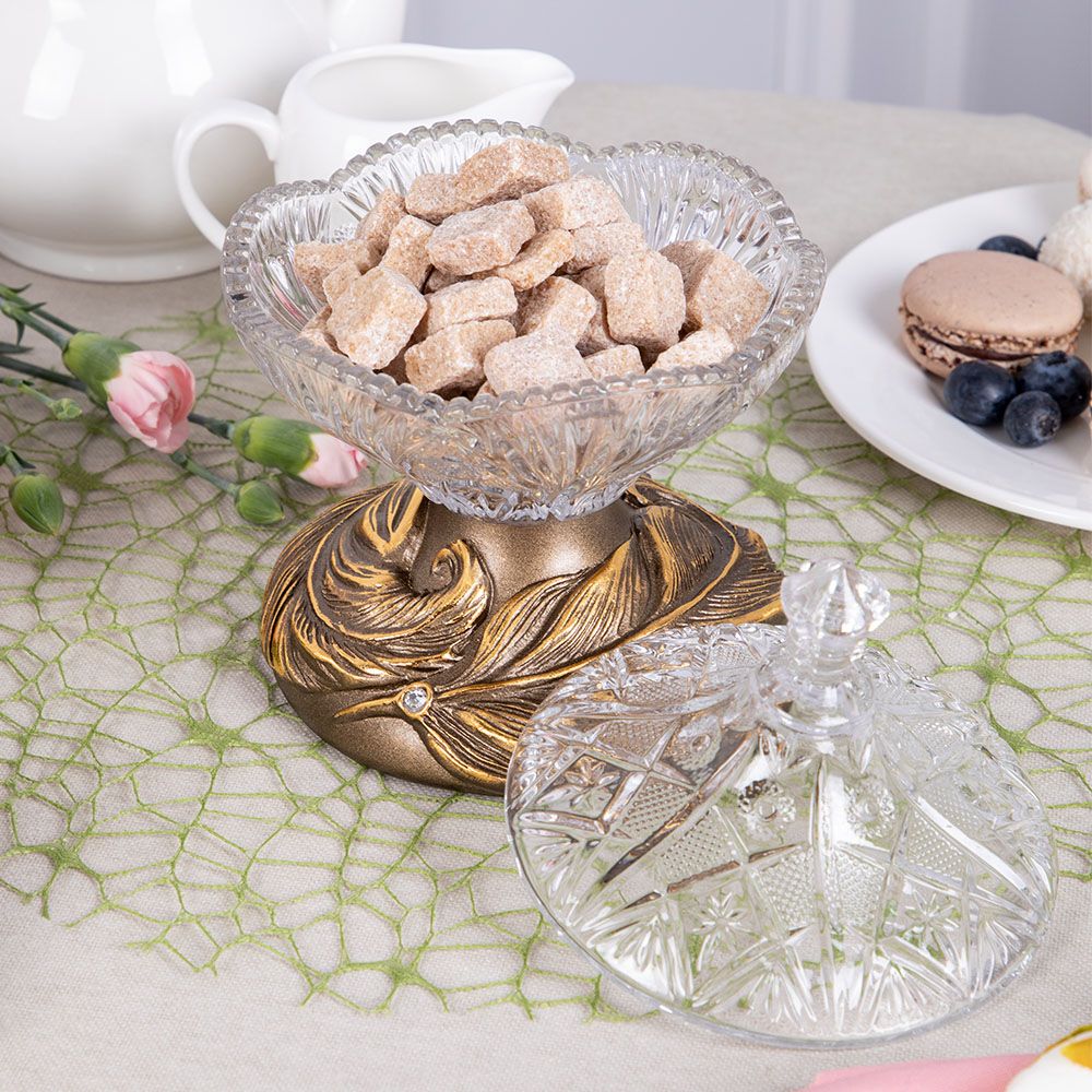 Сахарница стеклянная с крышкой Боа Бронза