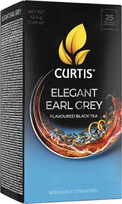 Curtis Elegant Earl Grey, чёрный чай с бергамотом, 25 × 1,7г. Кёртис