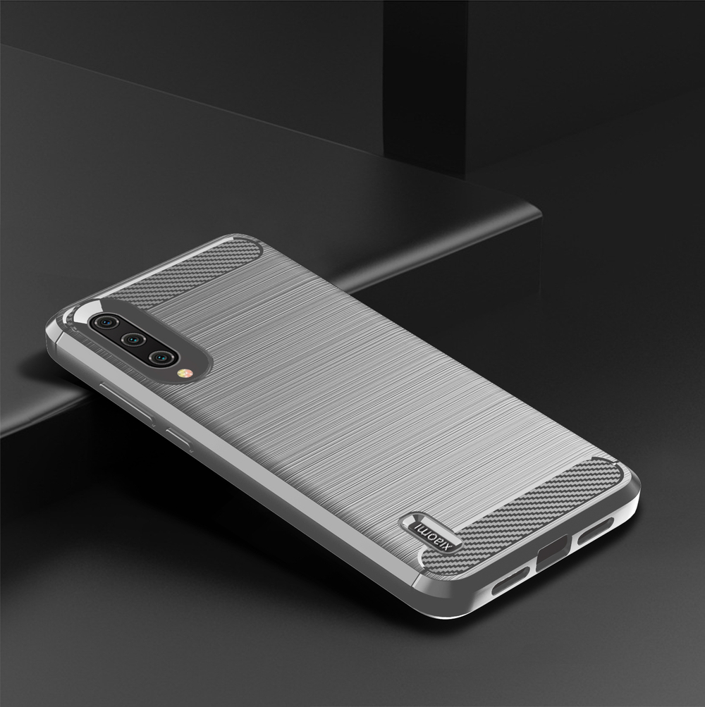 Чехол для Xiaomi Mi 9 Lite (A3 Lite, CC9) цвет Gray (серый), серия Carbon от Caseport