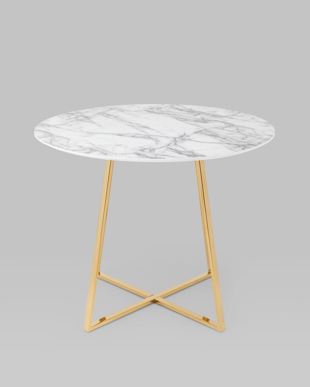 Стол обеденный Дакота 100*100 белый мрамор ножки золото