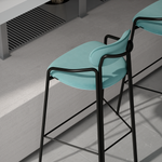 Стул барный Ror, round, велюр, черный/светло-бирюзовый