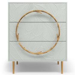 Комод Арт Колор leaves Стайл Голд с 3 ящиками Серый дым