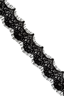 Узкое кружево шантильи чёрное неэластичное 6,5 см