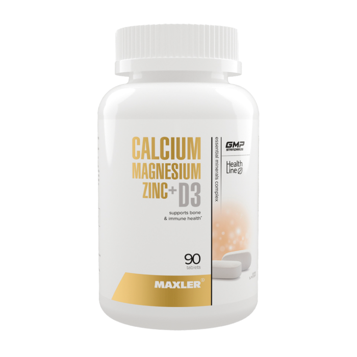 Кальций Магний Цинк + Витамин Д3, Calcium Magnesium Zinc + D3, Maxler, 90 таблеток