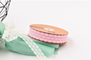 Лента кружевная дизайн "3 Цветка" Розовая