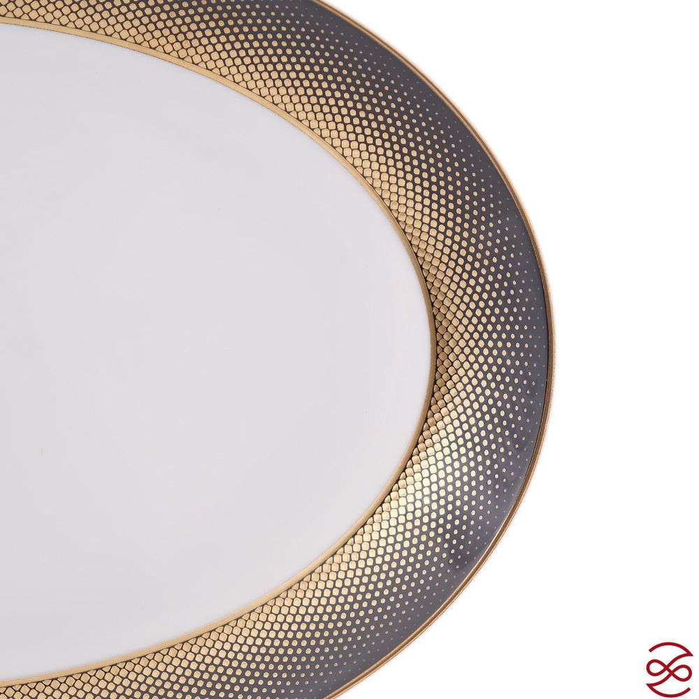 Блюдо овальное Falkenporzellan Deluxe Shape - Rio Black Gold 35 см
