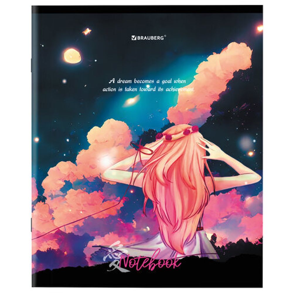 Тетрадь А5 48л. BRAUBERG скоба, клетка, обложка картон, "Anime Girls", 404367, 5шт