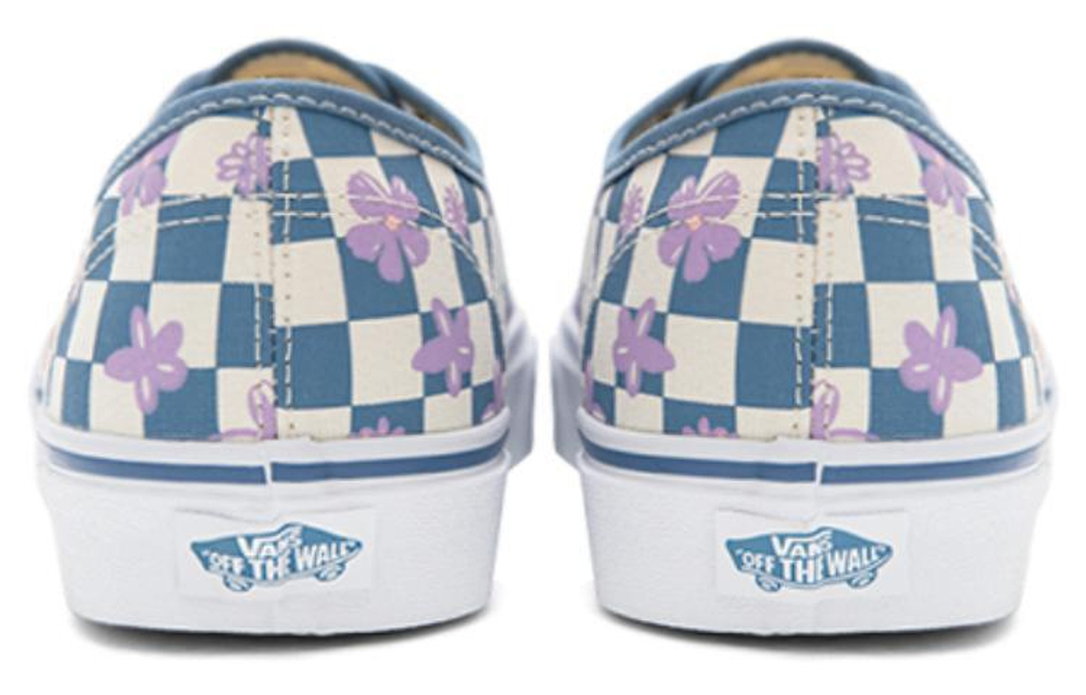 Vans Wallpaper Authentic Checkerboard Small Print Wear and Breathable Low Canvas Shoes Blue and White