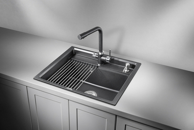 Granula KS-6003, ЧЁРНЫЙ, кухонная мойка, кварц