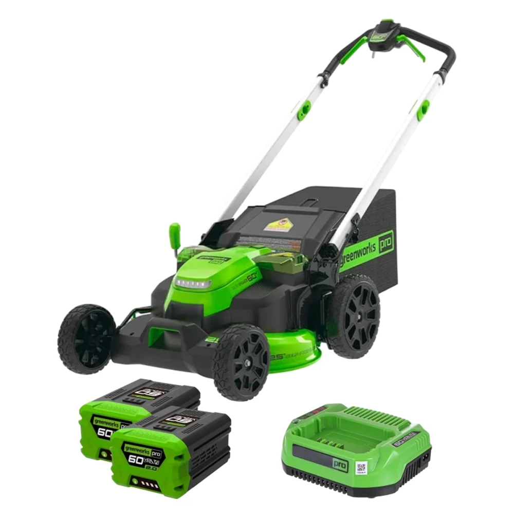 Аккумуляторная газонокосилка Greenworks GD60LM612K2 60В (2 x 2 Ач, ЗУ) нож 61 см, 2519107U2A