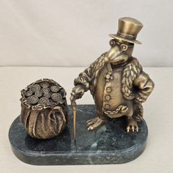Денежный крот-банкир из бронзы