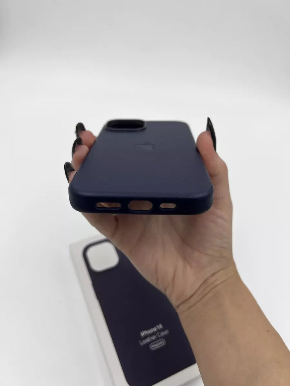 Кожаный чехол Leather Case iPhone 14 | INK Темно Синий