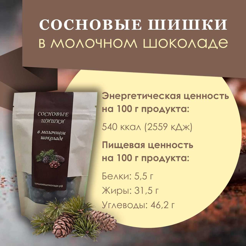 Цукаты из сосновых шишек в молочном шоколаде 100 гр - 2 шт