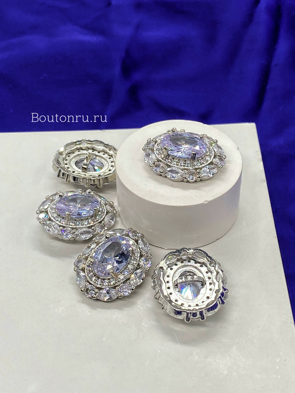 Пуговицы серебро стразы горный хрусталь
