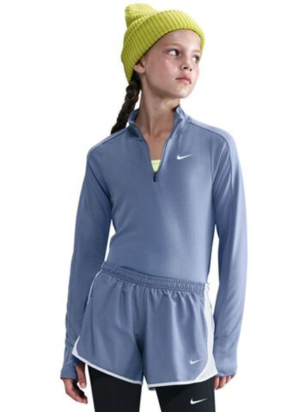 Футболка для девочки Nike Girls Dri-FIT Long-Sleeve 1/4-Zip - world indigo/white