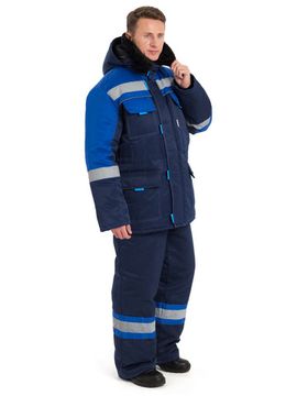 Костюм утеплённый "НОВА" куртка+п/к, цв. т.синий/васильковый