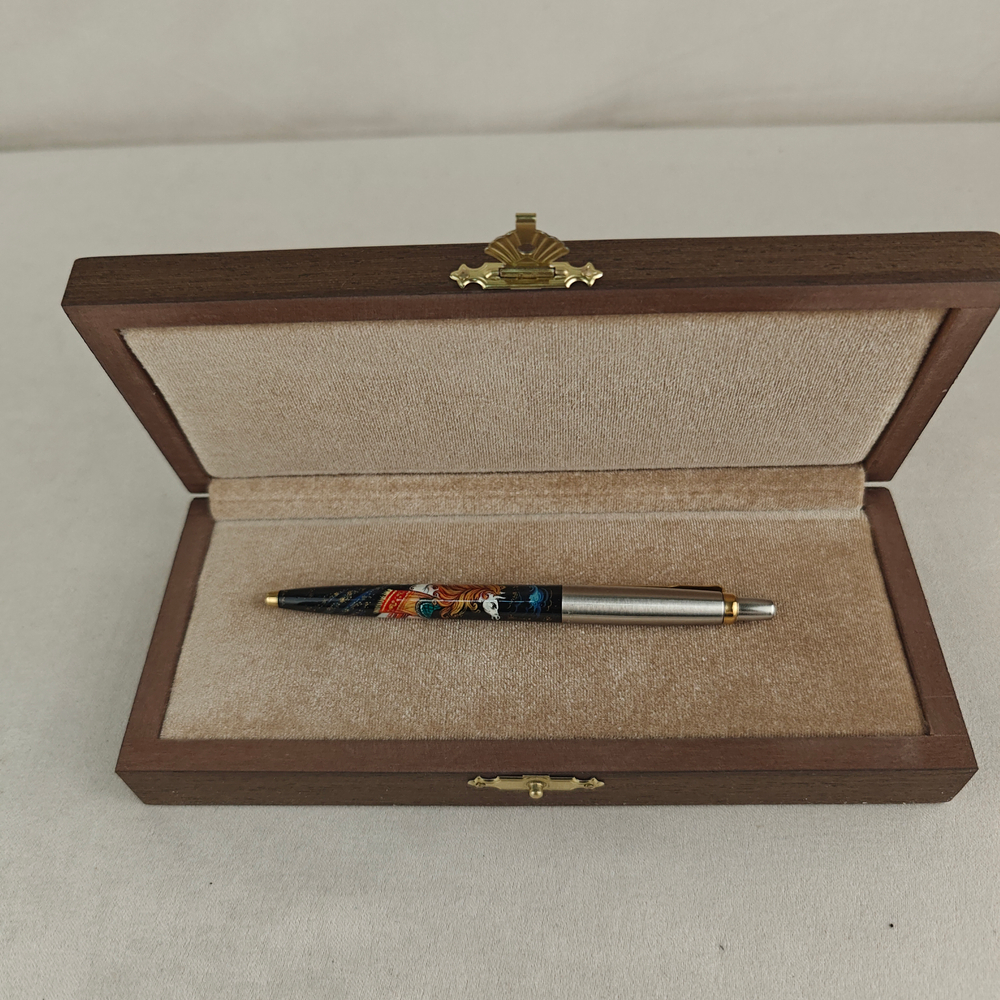 Ручка Parker "Сказочный конь белый" малая с ручной росписью Палех в футляре