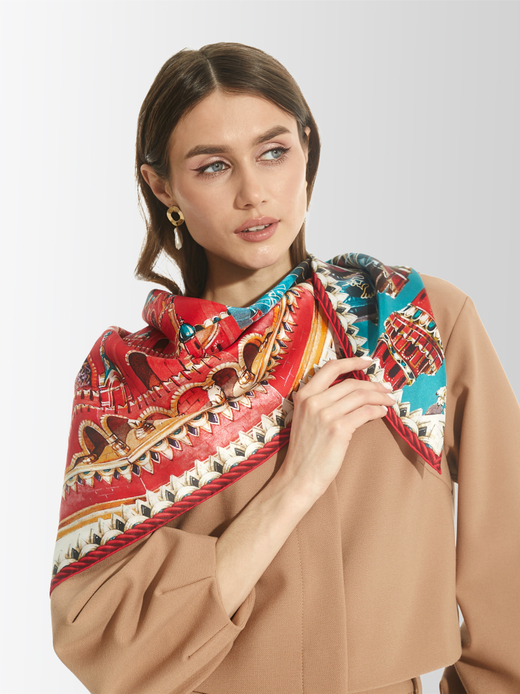 Платок «Кремль - Москва - Фаберже» 100% шёлк