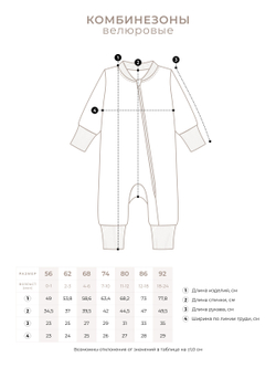 Велюровый комбинезон Mjölk White Sand, на манжетах